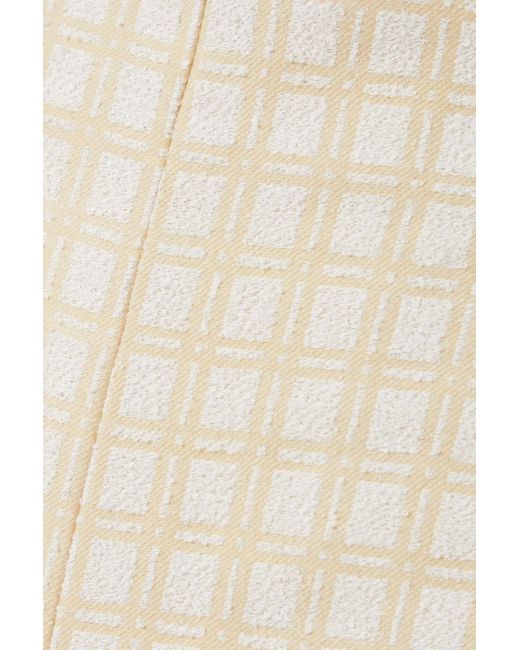 Lisa Marie Fernandez Natural Cropped hose mit geradem bein aus bouclé-jacquard aus einer baumwollmischung mit karomuster