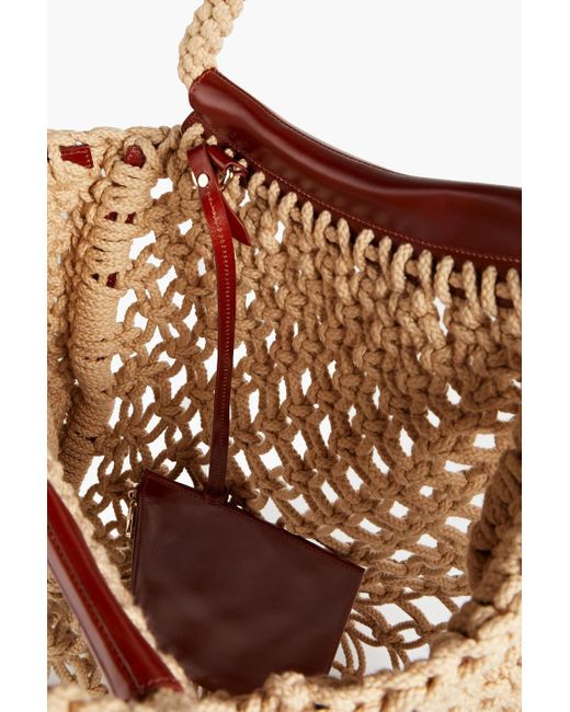 Chloé Natural Tote bag aus gehäkelter baumwolle mit lederbesatz