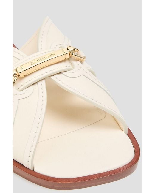 Zimmermann White Embellished Leather Sandals