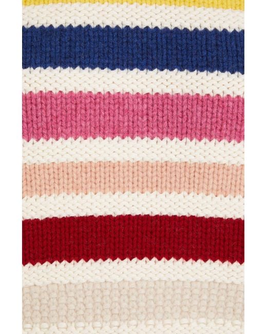 Zimmermann White Striped Intarsia Merino Wool And Cotton-blend Sweater