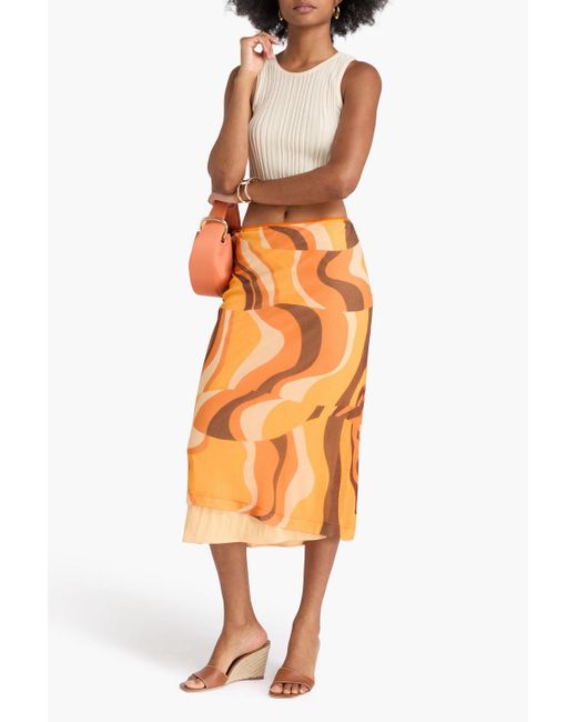 Rejina Pyo Orange Midirock aus lyocell-jersey mit print