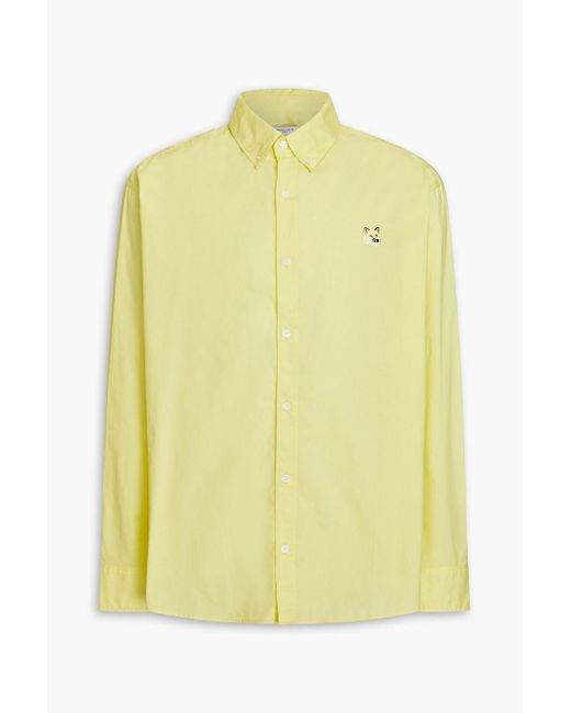 Maison Kitsuné Yellow Appliquéd Cotton-poplin Shirt for men