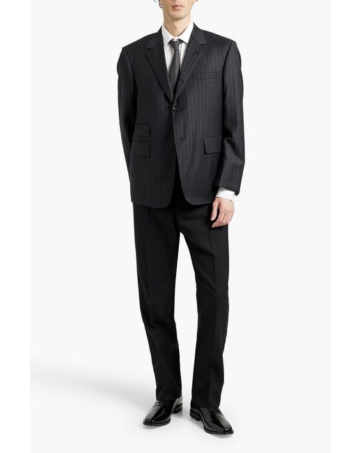 Thom Browne Black Pinstriped Wool Suit Jacket for men