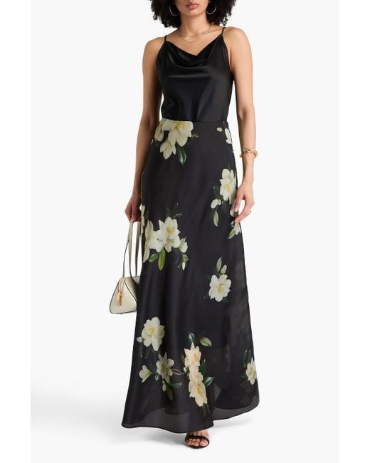 Zimmermann Black Floral-print Silk-organza Maxi Skirt