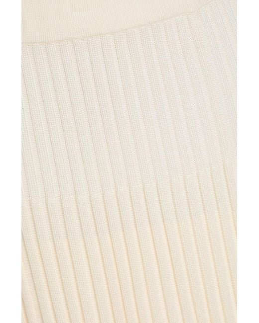 Zimmermann Natural Ribbed-Knit Midi Skirt