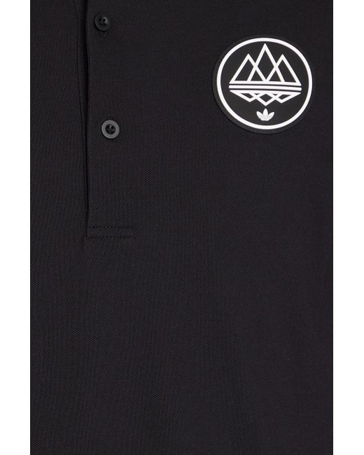 Adidas Originals Black Cotton-blend Piqué Polo Shirt for men