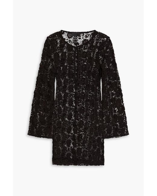 Nili Lotan Black Cotton Crocheted Lace Mini Dress