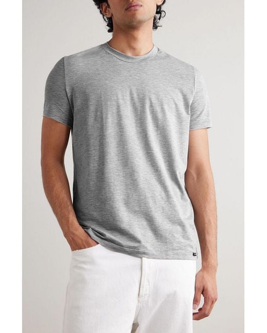 Tom Ford Gray Stretch Cotton And Modal-Blend T-Shirt for men