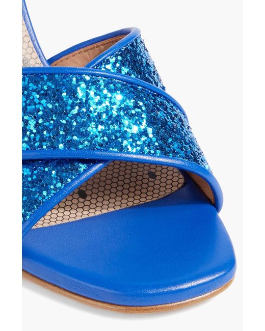 Red(v) Blue Glittered Leather Sandals