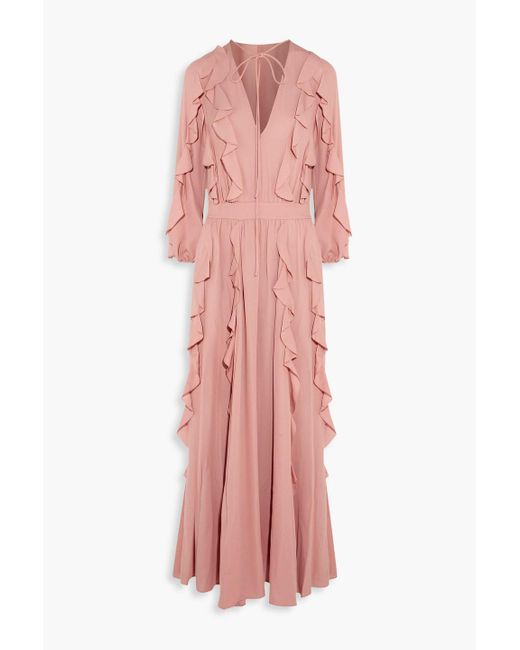Valentino Garavani Pink Ruffled Silk-georgette Maxi Dress