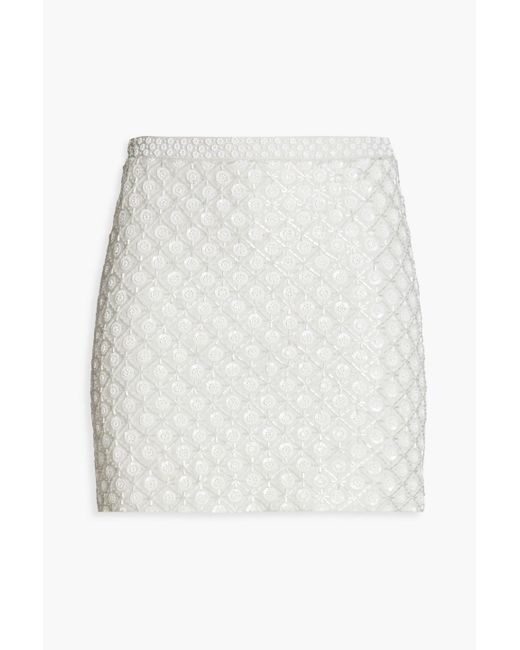 Andrew Gn White Embellished Linen-blend Mini Skirt