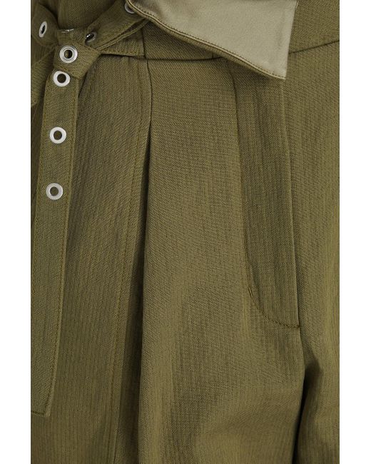 3.1 Phillip Lim Green Cropped Hammered Cotton And Linen-blend Tapered Pants