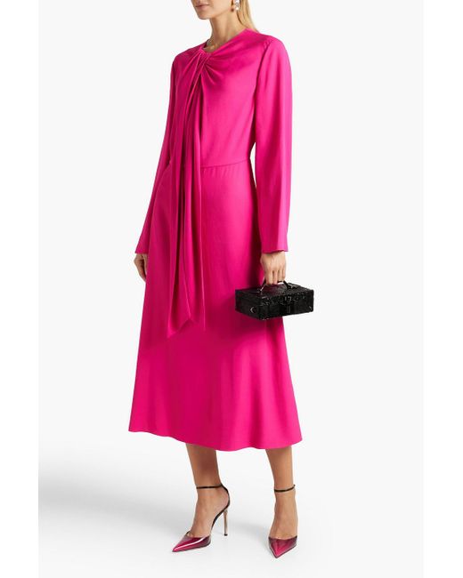 Valentino Garavani Pink Knotted Crepe Midi Dress