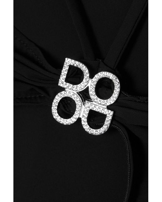 Dodo Bar Or Black Whitney Embellished Cutout Stretch-jersey Halterneck Maxi Dress
