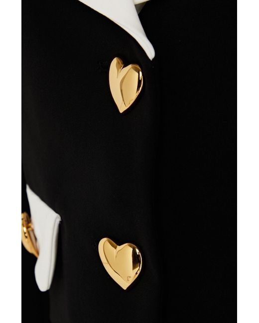 Moschino Black Zweifarbige cropped jacke aus crêpe mit verzierung