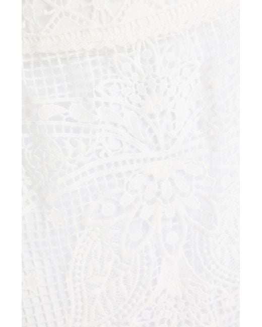 Farm Rio White Guipure Lace Midi Skirt