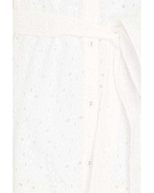 Diane von Furstenberg White Liora Broderie Anglaise Cotton Midi Dress