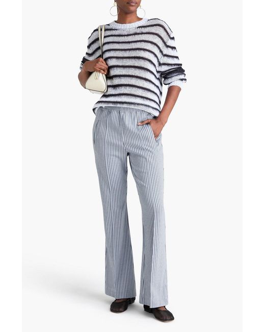 Marni Blue Striped Jacquard-Knit Flared Pants