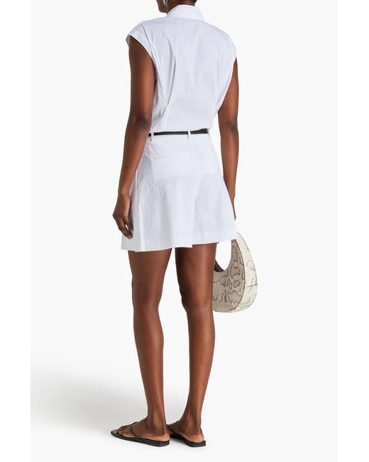 Theory White Cotton-blend Poplin Shirt