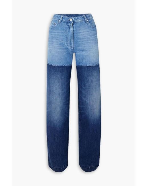 Peter Do Blue Two-tone High-rise Straight-leg Jeans