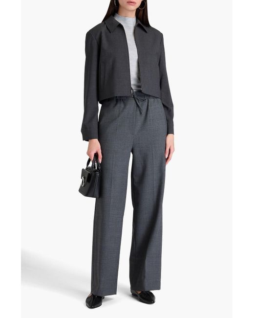 Theory Black Cropped Wool-blend Jacket