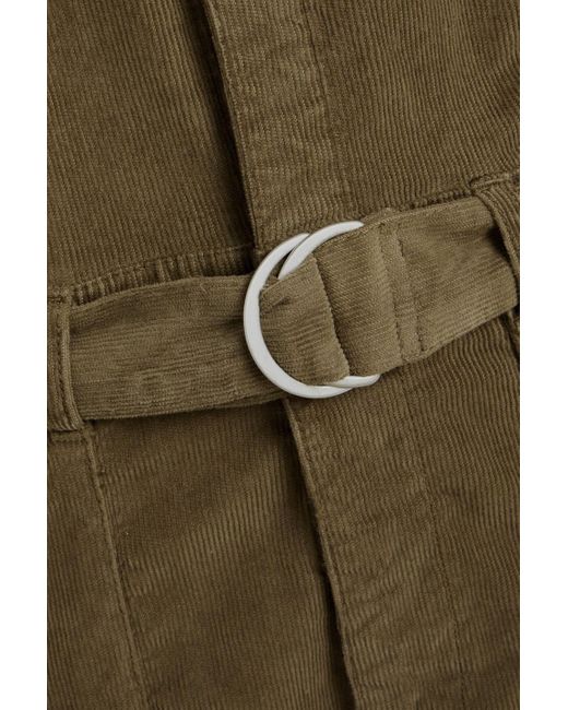 Ba&sh Green Darius Cropped Cotton-blend Corduroy Jumpsuit