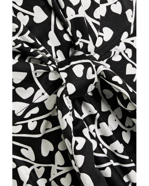 Diane von Furstenberg Black Albus Printed Cotton-blend Poplin Mini Shirt Dress