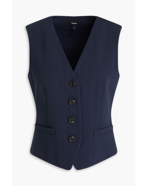 Theory Blue Textured-Crepe Vest