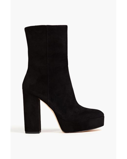 Stuart Weitzman Black Suede Platform Ankle Boots