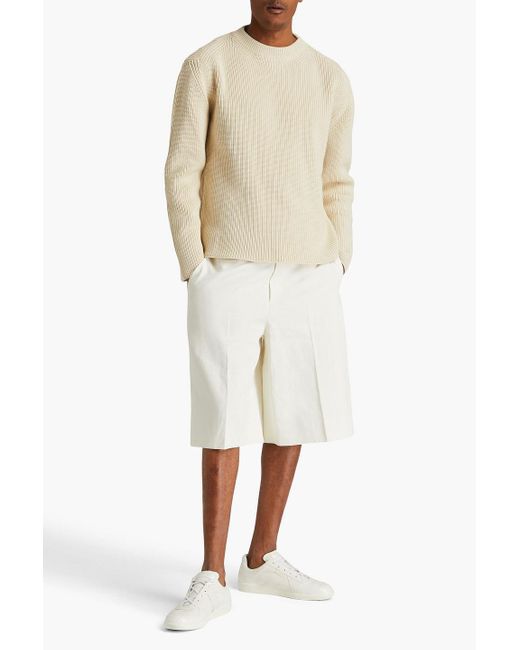 Jil Sander White Wrap-effect Ribbed Cotton Sweater for men