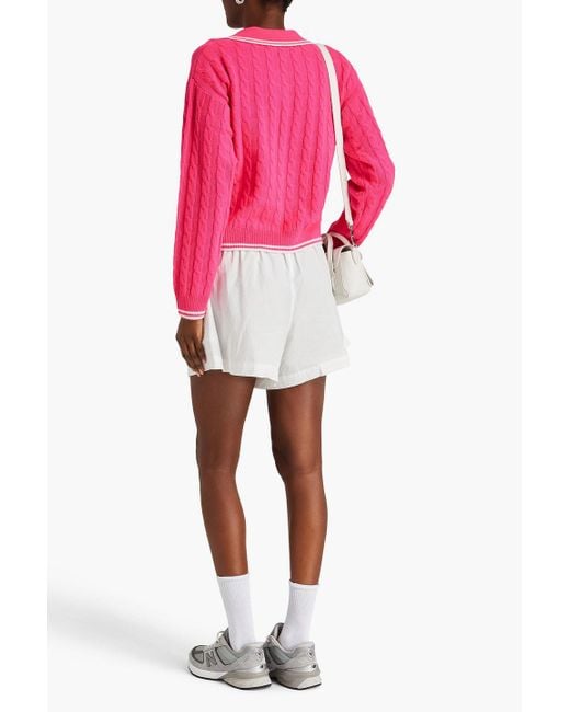 Sandro Pink Embroidered Wool And Cashmere-blend Sweater