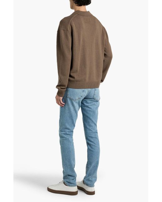 FRAME Brown Wool And Silk-Blend Polo Sweater for men