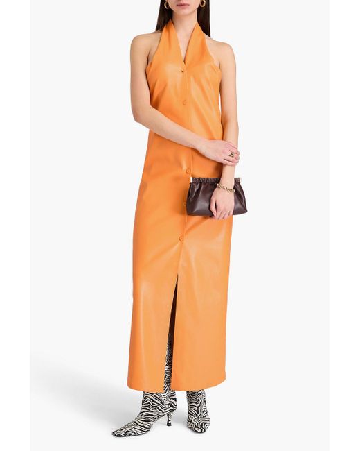 Nanushka Orange Elima Okobor Halterneck Maxi Dress