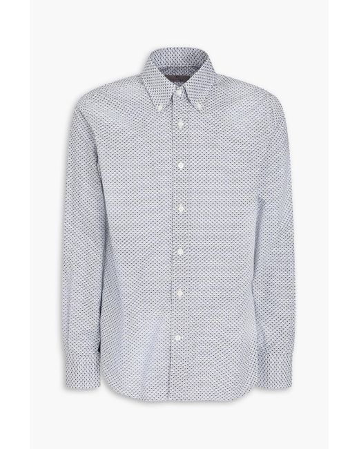 Canali Gray Printed Cotton-poplin Shirt for men