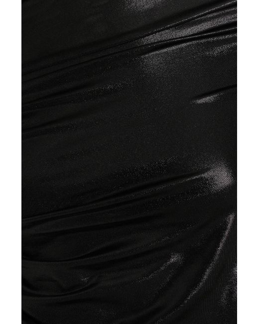 Rick Owens Black One-shoulder Cutout Metallic Jersey Mini Dress
