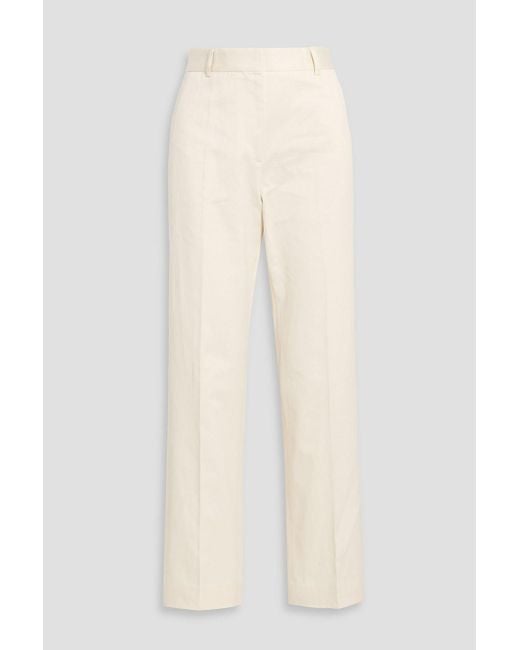 Totême White Cotton And Linen-Blend Twill Straight-Leg Pants