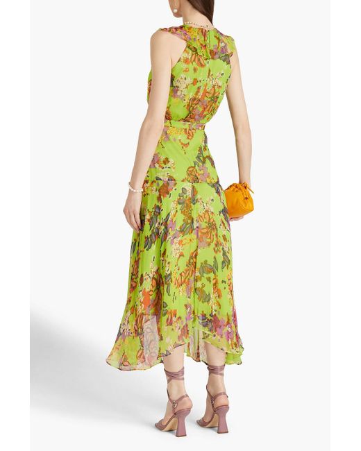 Saloni Rita Ruffled Printed Silk georgette Midi Dress in Green Lyst