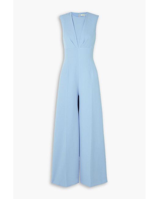 Emilia Wickstead Blue Whitney Gathered Wool-crepe Jumpsuit