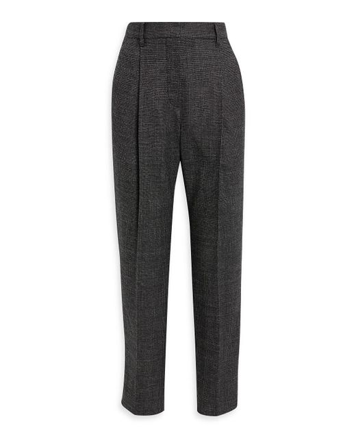 Brunello Cucinelli Black Checked Wool-blend Tweed Tapered Pants