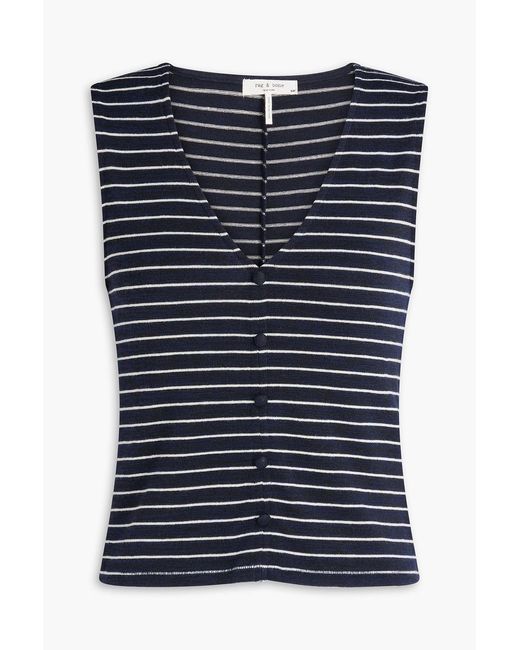 Rag & Bone Blue Striped Stretch-Knit Top