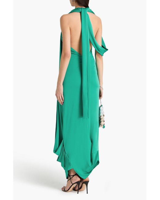 Victoria Beckham Women's Green Open-Back Draped Satin-Jersey Maxi Dress -  www.jkreigsman.com