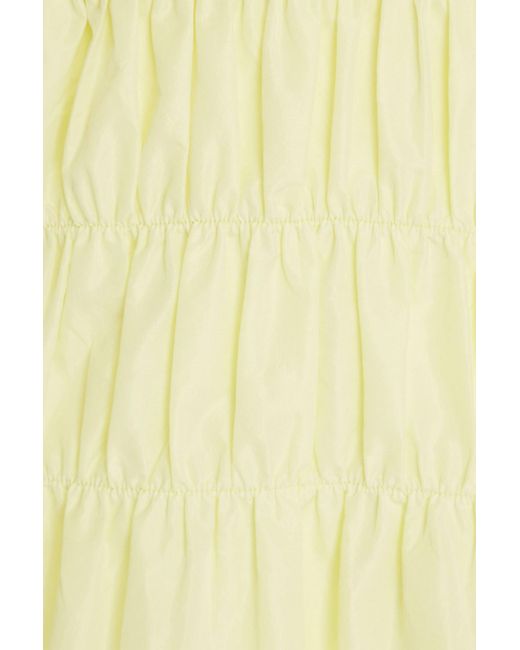 Maje Yellow Cutout Shirred Shell Midi Dress