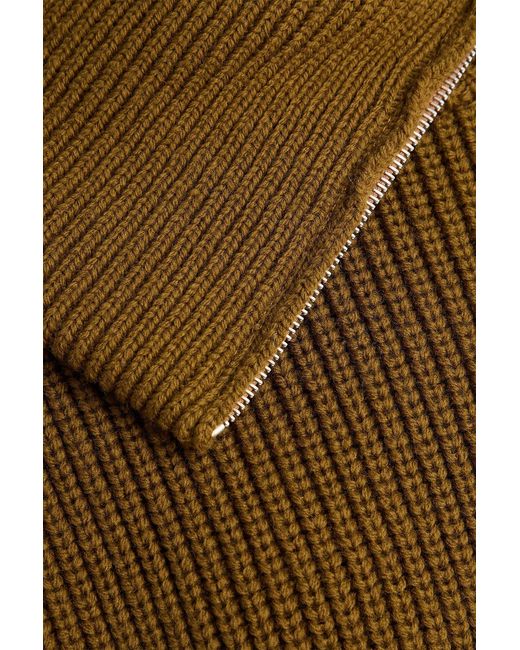 Dries Van Noten Brown Ribbed Wool Turtleneck Sweater