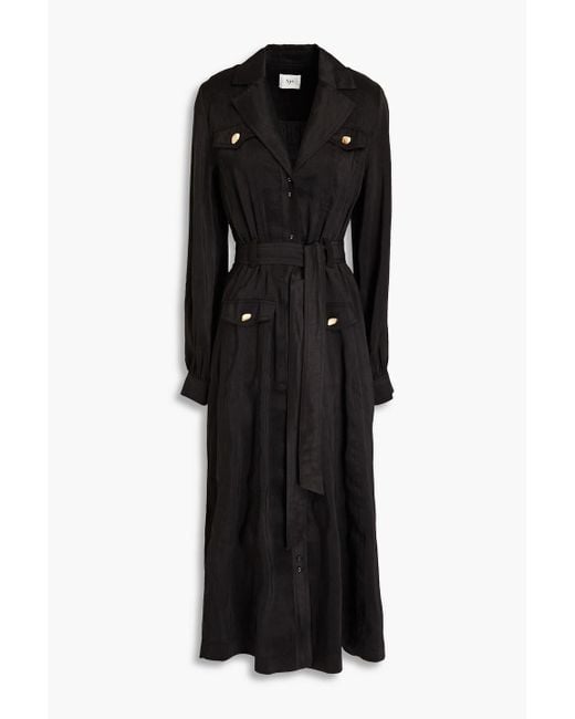 Aje. Black Sophie Linen And Silk-blend Midi Shirt Dress