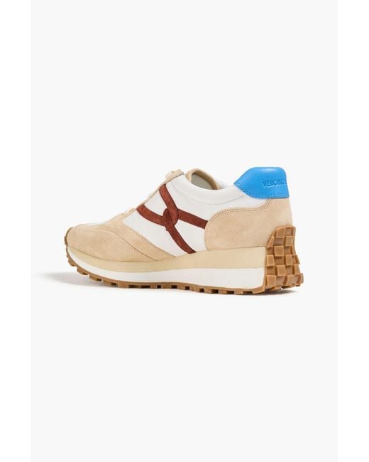 Veronica Beard Natural Valentina Suede And Leather Sneakers