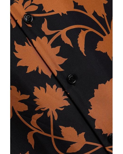 Versace Brown Floral-Print Silk-Twill Shirt for men