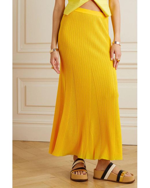 Gabriela Hearst Yellow Eula maxirock aus merinowolle in ripp- und pointelle-strick
