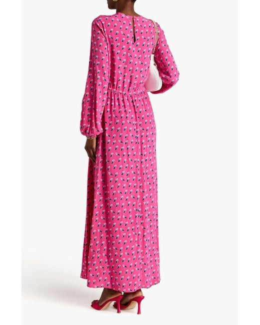 Diane von Furstenberg Pink Sydney Printed Crepe De Chine Maxi Dress
