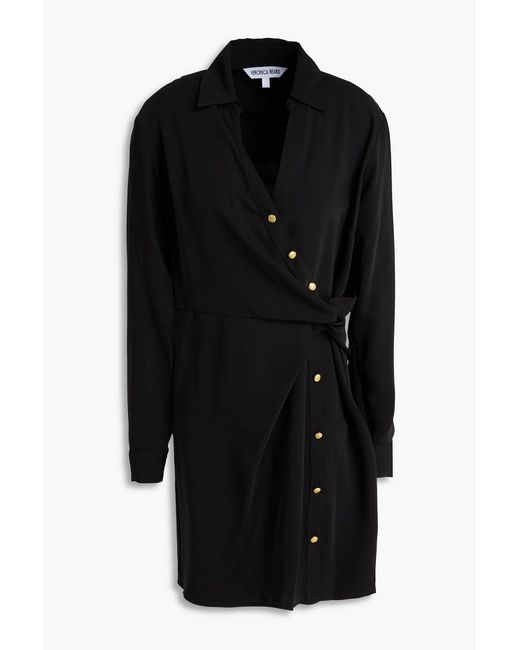 Veronica Beard Black Wright Wrap-Effect Crepe Mini Dress