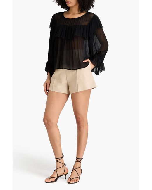 Maje Black Ruffled Crepon Blouse